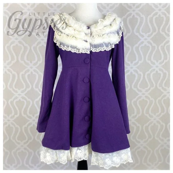 A'reve Classic Purple Tunic Coat Top - Picture 6 of 13